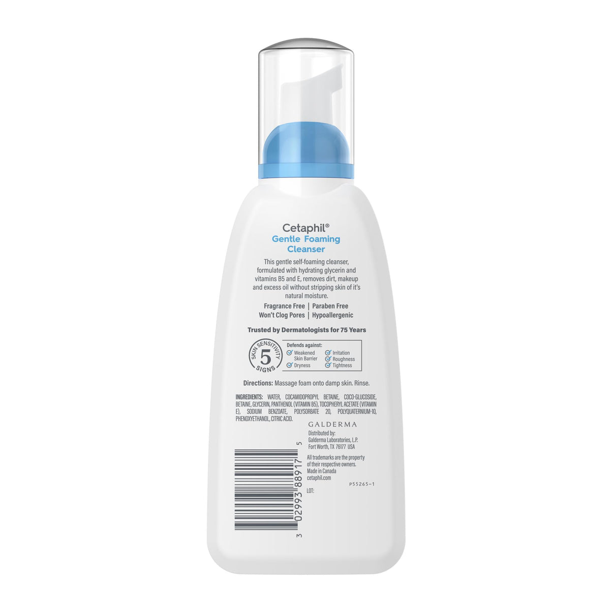 Close-up of Cetaphil Gentle Foaming Cleanser pump