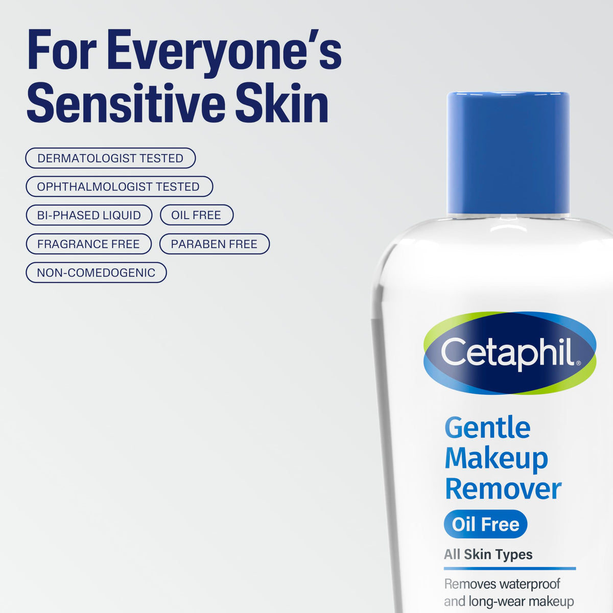 Close-up of Cetaphil Gentle Waterproof Makeup Remover bottle