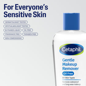 Close-up of Cetaphil Gentle Waterproof Makeup Remover bottle