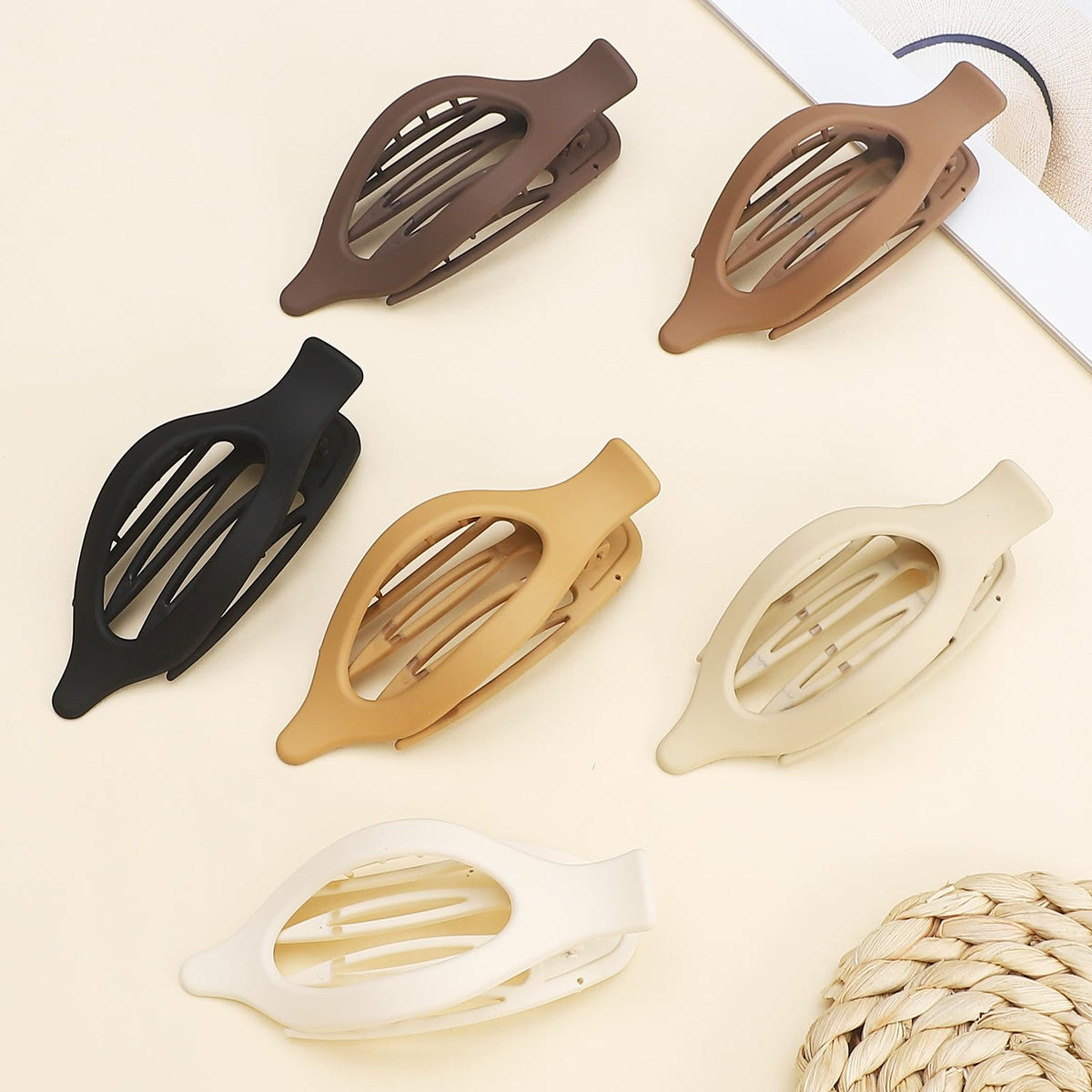 Close-up of CHANDAT Flat Hair Clip in brown