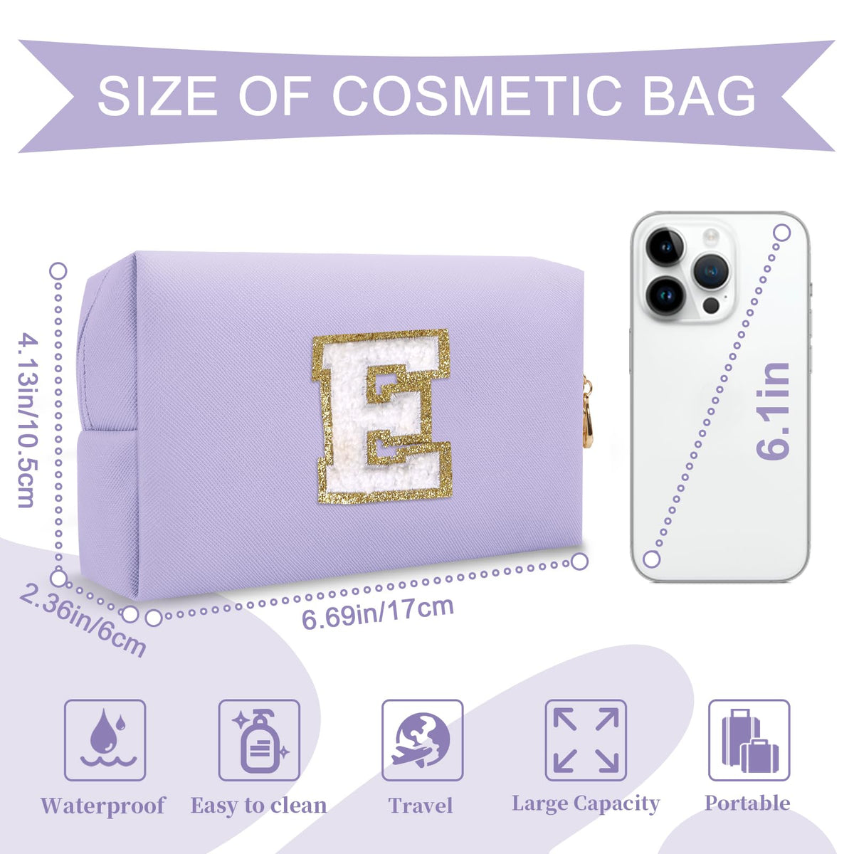 Close-up of ChaoGreat makeup bag zipper and patch