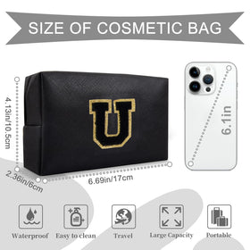 Close-up of ChaoGreat Personalised Initial Makeup Bag U showing initials