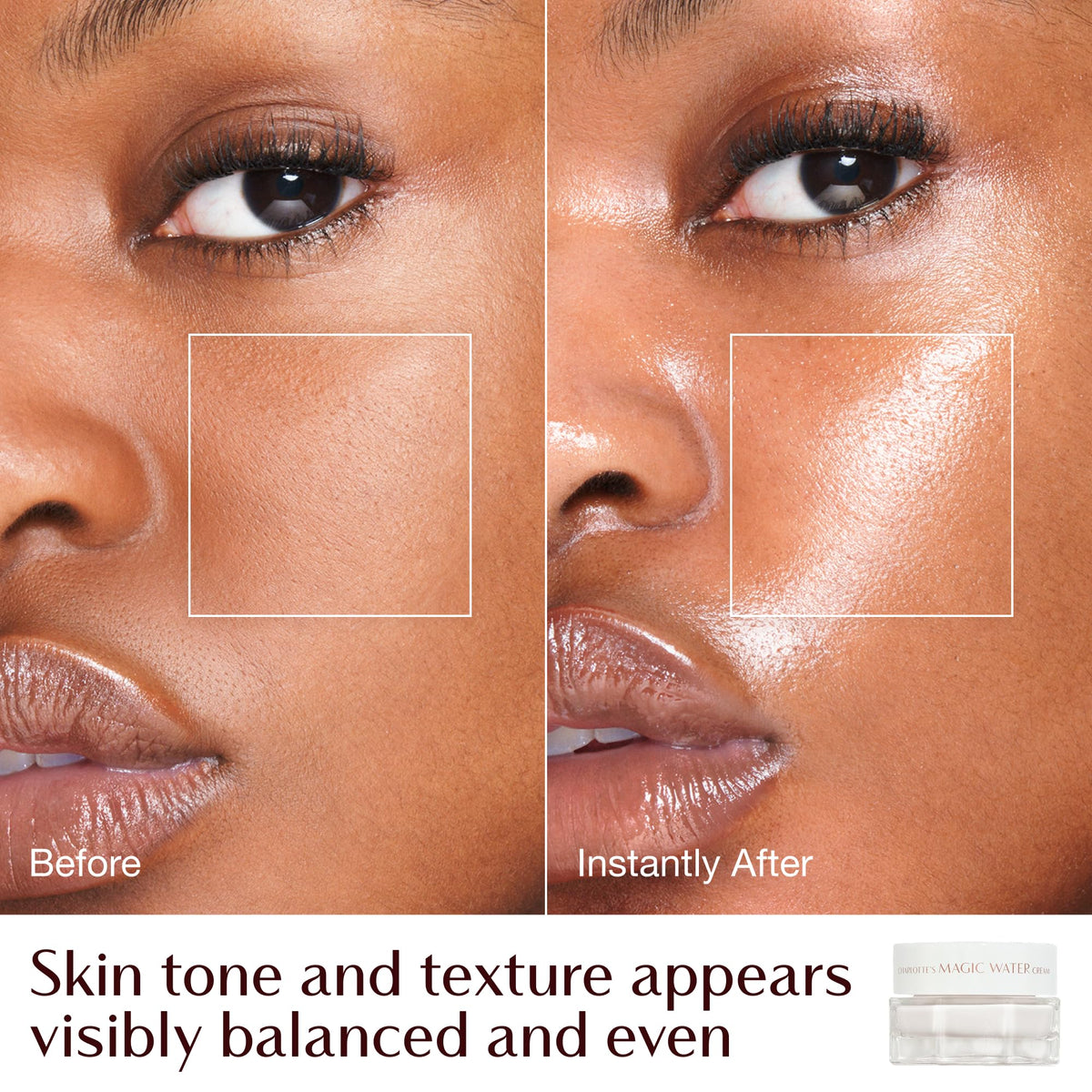 Close-up of Charlotte's Magic Cream texture from the Hydrate, Plump & Glow Set