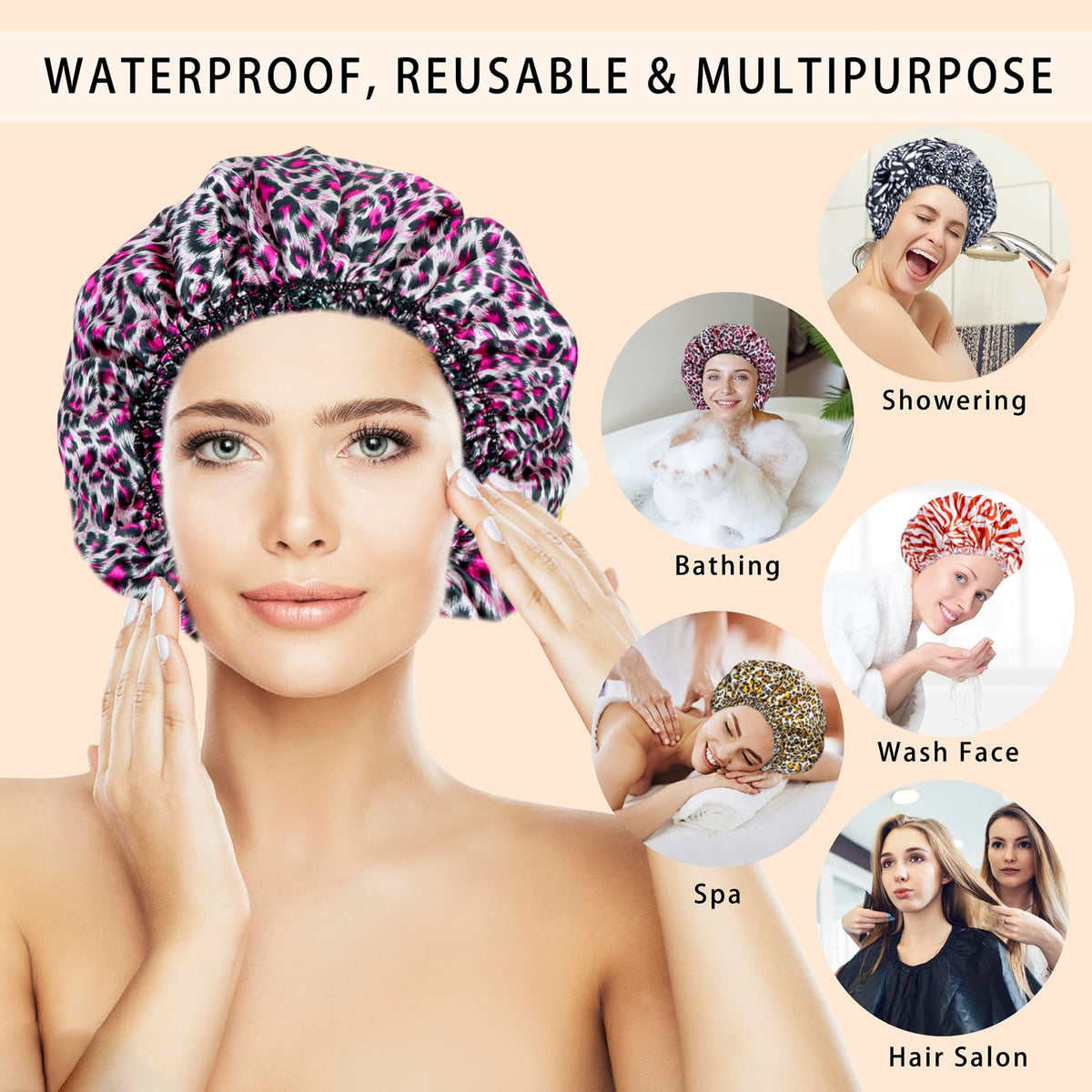 Close-up of CHFONG Shower Cap showing elastic edge