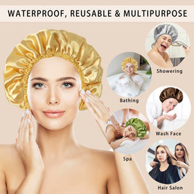Close-up of CHFONG shower cap showing elastic edge design