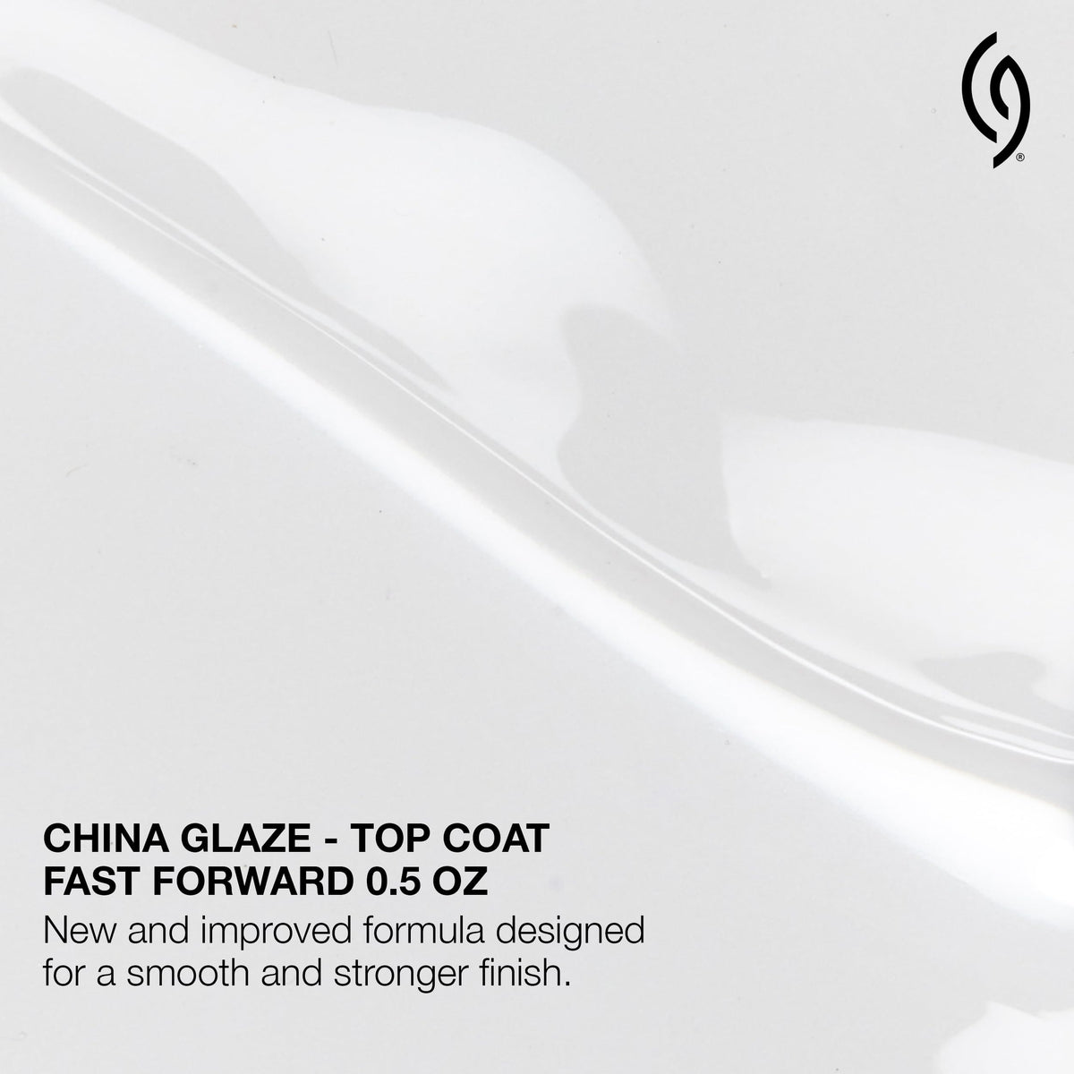 Close-up of China Glaze Fast Forward Top Coat application on nails