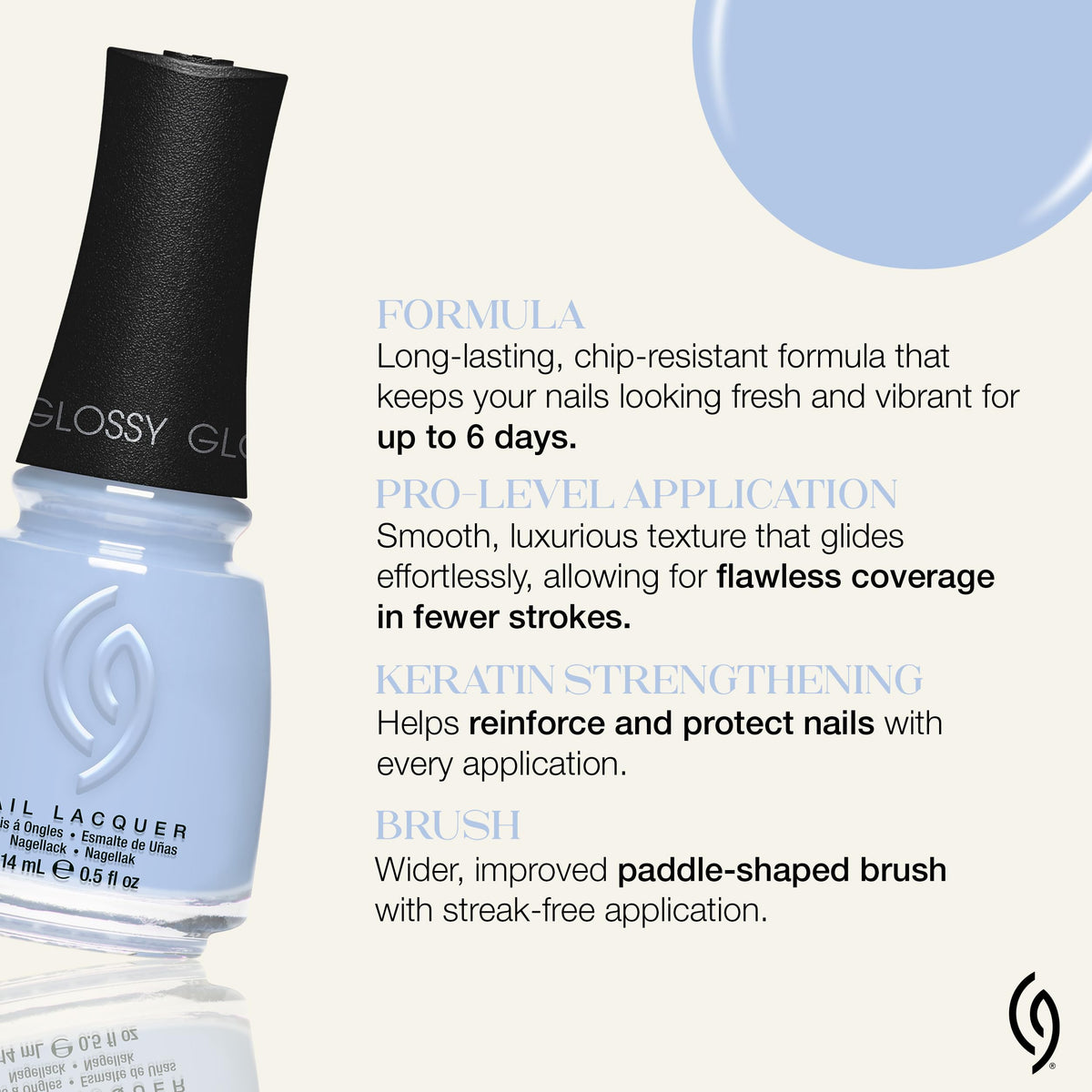Close-up of China Glaze Hydrangea Dangea Nail Polish with fine silver glitter
