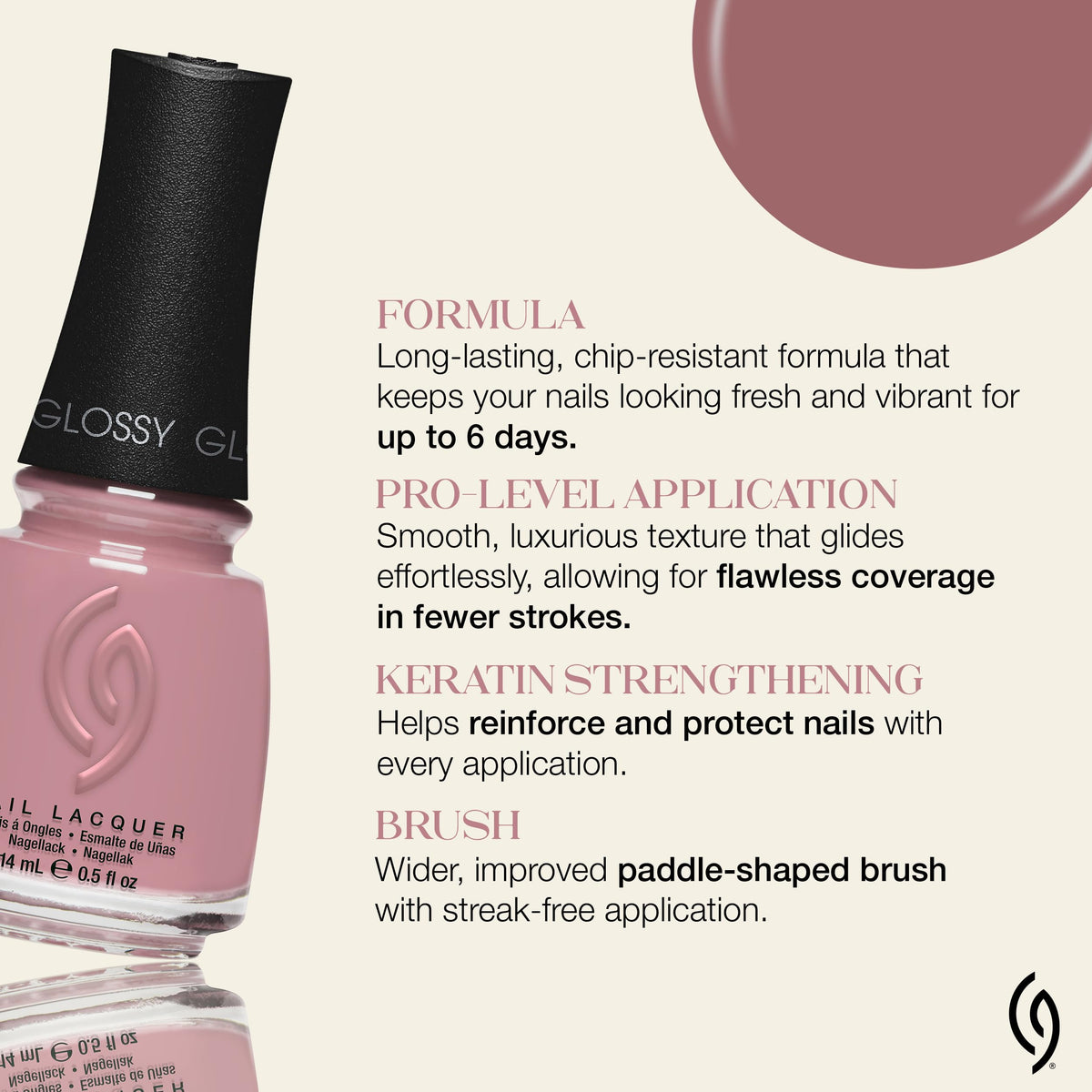 Close-up of China Glaze Kill the Lights Nude Pink shade