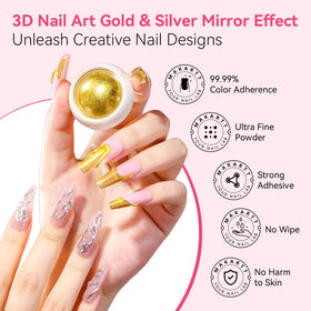 Close-up of chrome nail powders in the Makartt kit