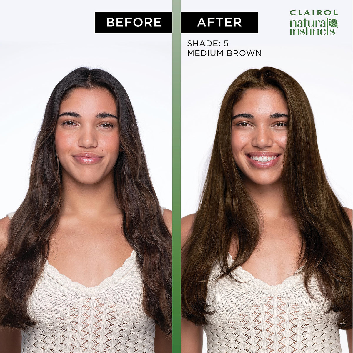 Close-up of Clairol Natural Instincts 5W Medium Warm Brown colour cream