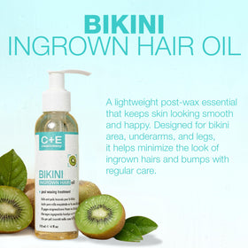 Close-up of Clean + Easy Bikini Ingrown Hair Oil bottle