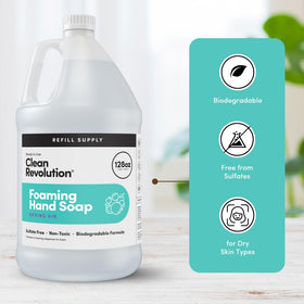 Close-up of Clean Revolution foaming hand soap dispenser