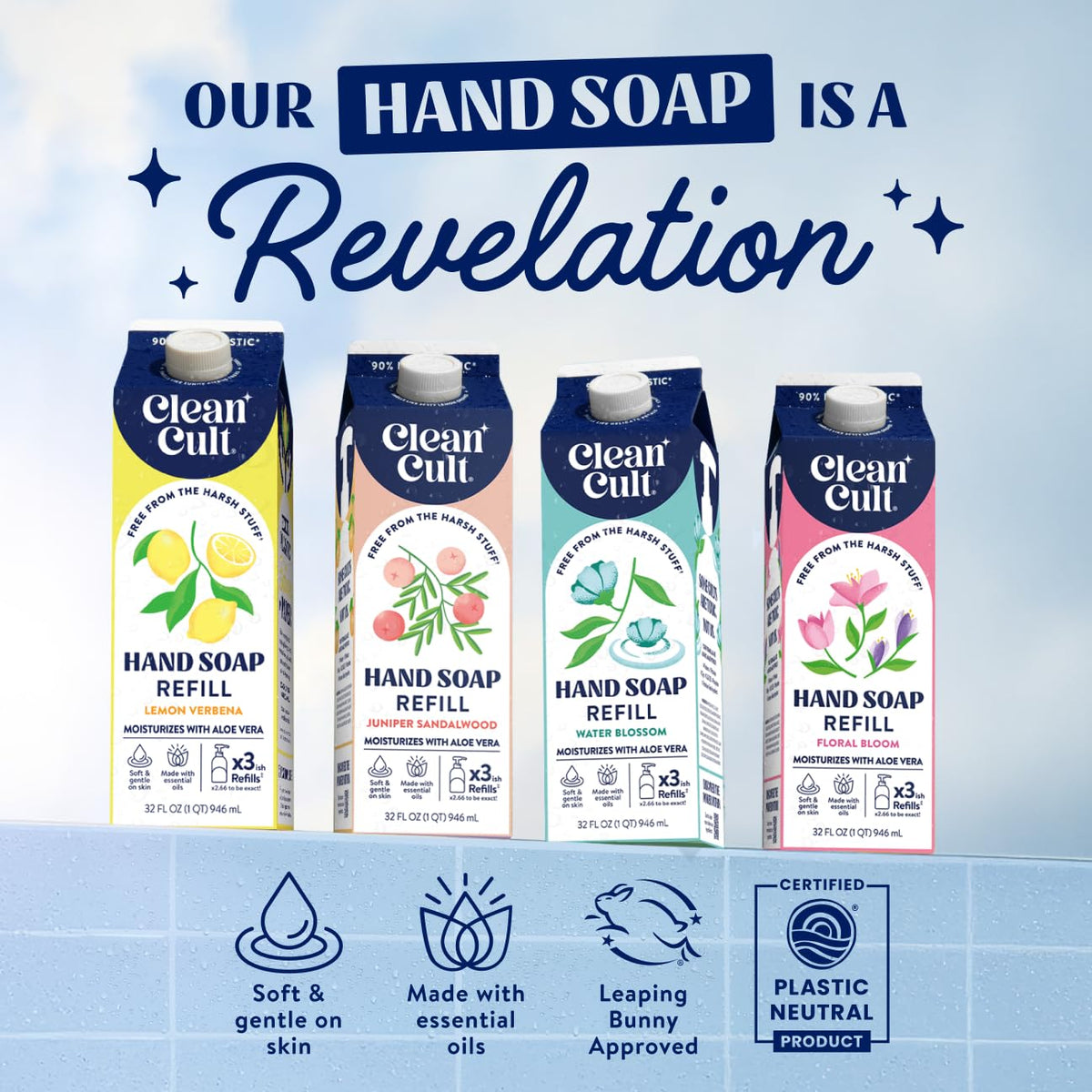 Close-up of Cleancult Floral Bloom Liquid Hand Soap ingredients