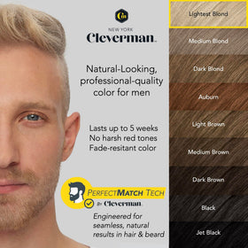 Close-up of CLEVERMAN beard dye application process