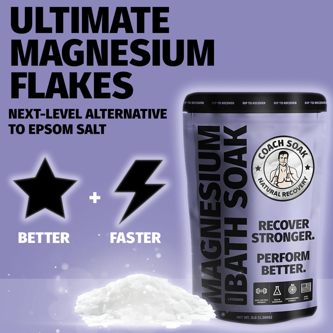 Close-up of Coach Soak magnesium flakes in bath