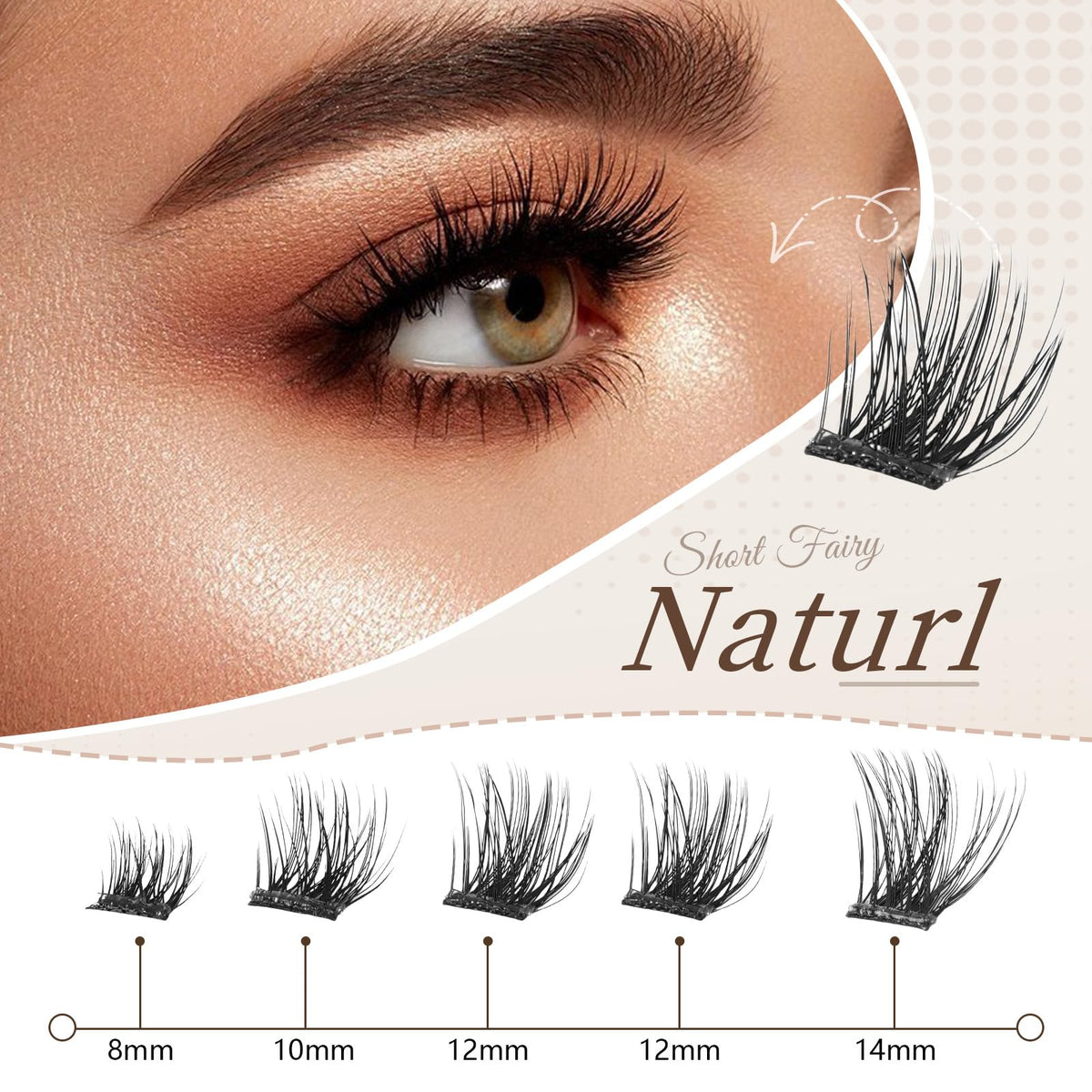 Close-up of CoFier individual lash clusters in various lengths