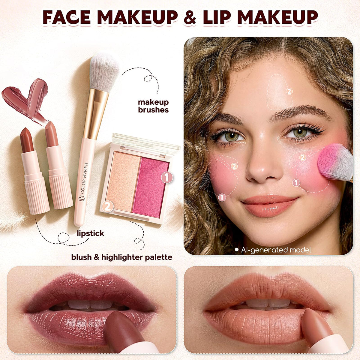 Close-up of Color Nymph blush and highlighter