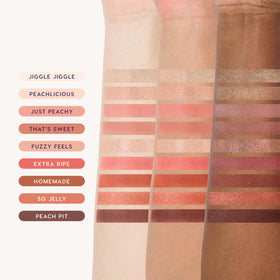 Close-up of ColourPop Peach Jelly Palette's Super Shock shades