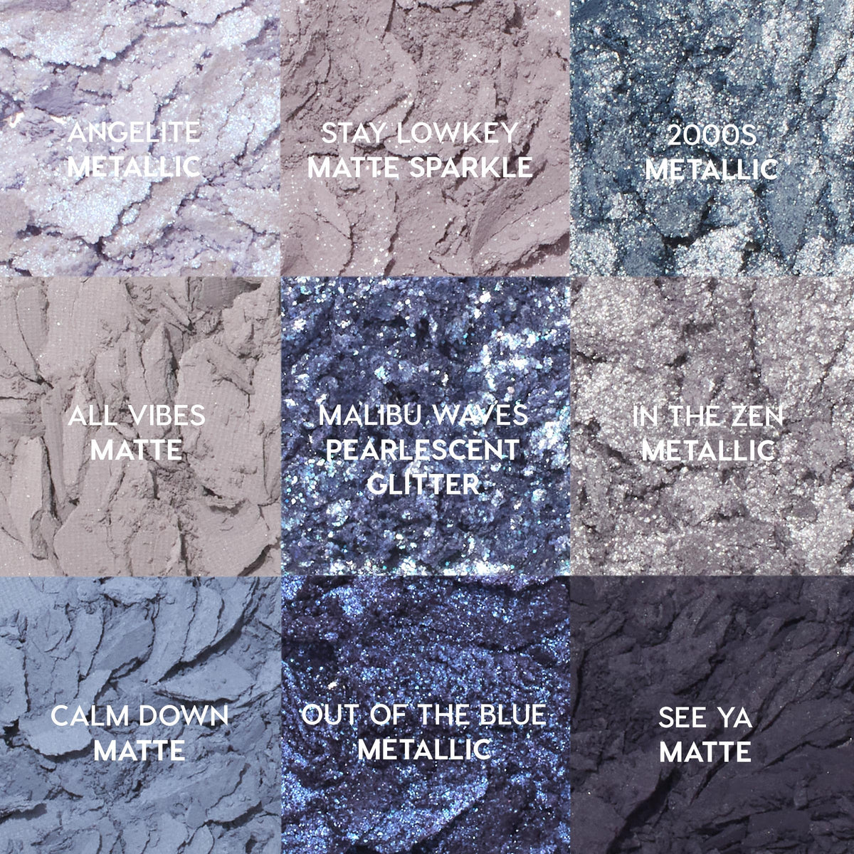 Close-up of ColourPop So Elemental Eyeshadow Palette showing matte and metallic finishes