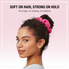 Close-up of Conair waffle knit hair scrunchies
