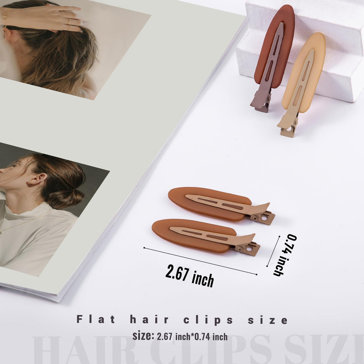 Close-up of Cptots creaseless hair clips showing smooth design