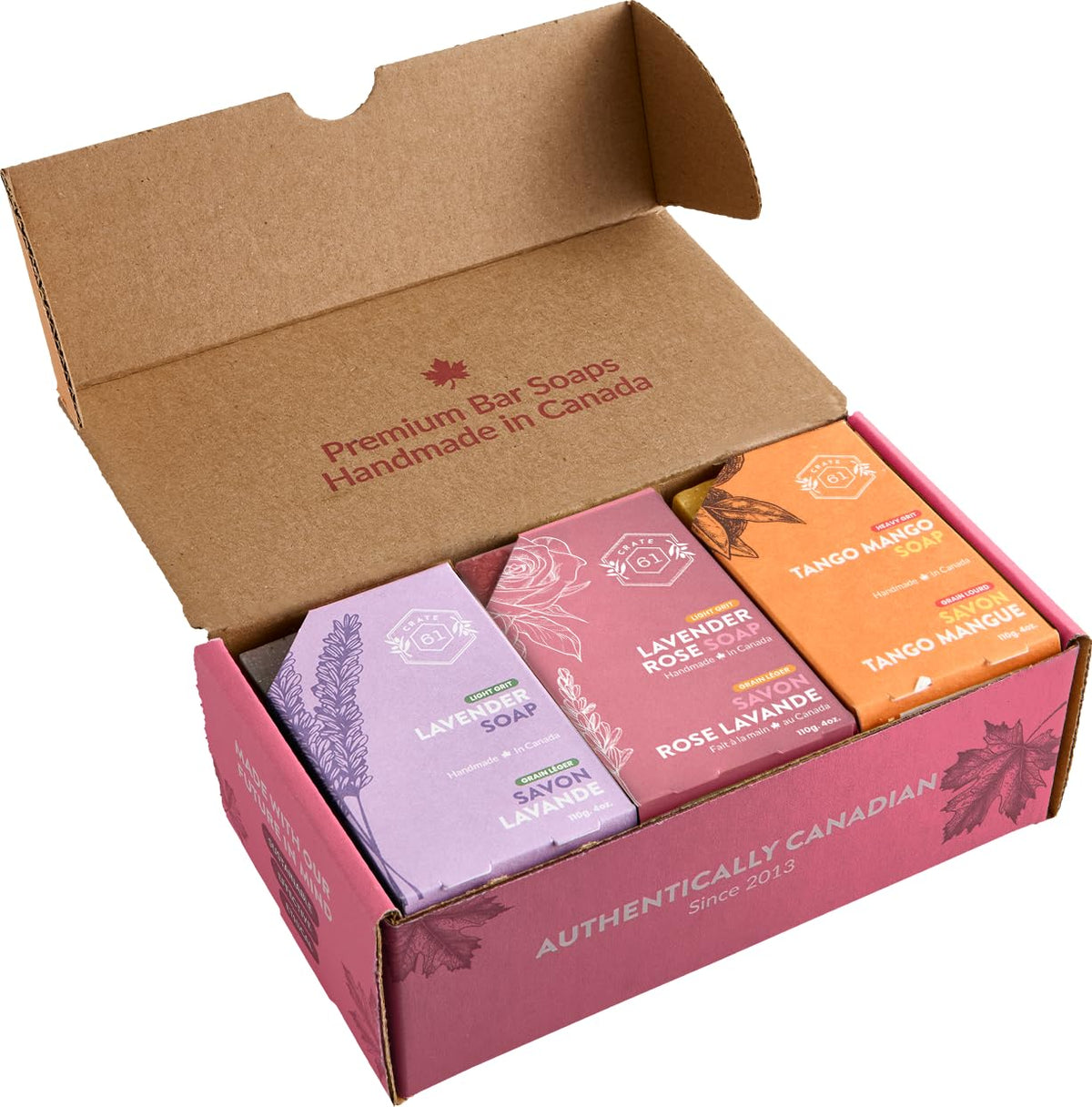 Close-up of Crate 61 Organics soap bar with natural ingredients