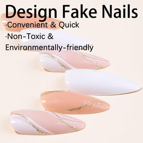Close-up of CTTHNBD Almond Press on Nails showing glossy finish