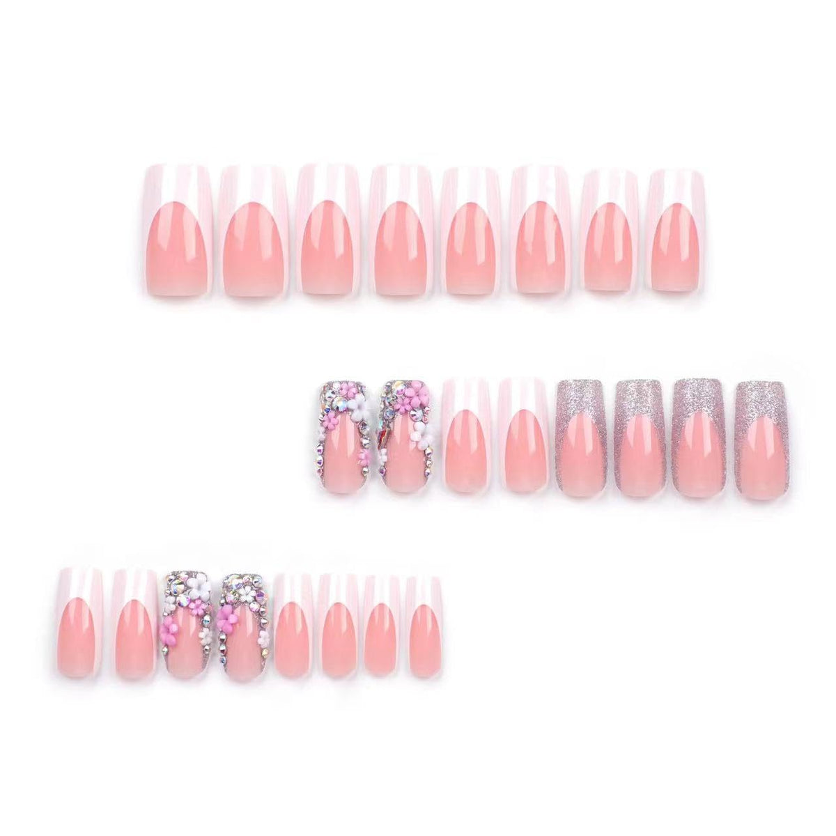 Close-up of CTTHNBD Medium Press on Nails with Rhinestone Glitter
