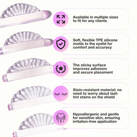 Close-up of CURACORO Lash Lift Shields showcasing the smooth silicone material