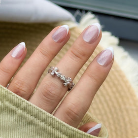 Close-up of CurvLife Extra Short Almond French Tip nails