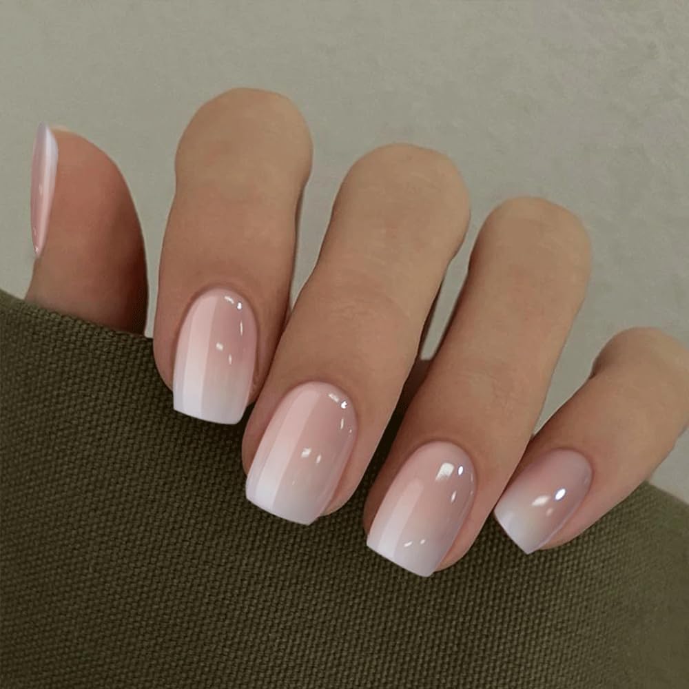Close-up of CurvLife press on nails showing gel finish