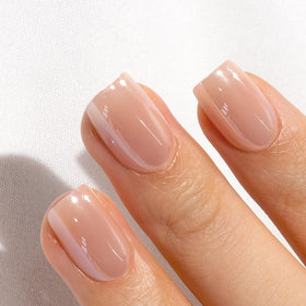 Close-up of CurvLife Short Square Chrome Press On Nails showing the gel finish