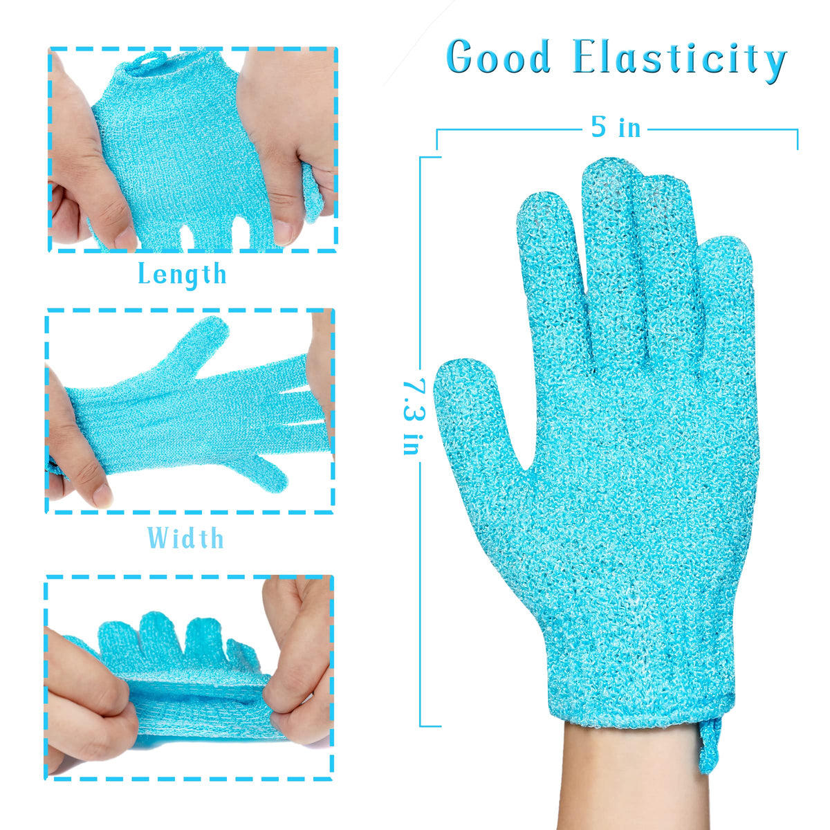 Close-up of CVNDKN Exfoliating Bath Gloves showing hanging loop
