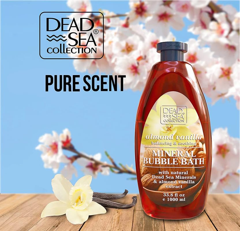 Close-up of Dead Sea minerals and sweet almond oil ingredients