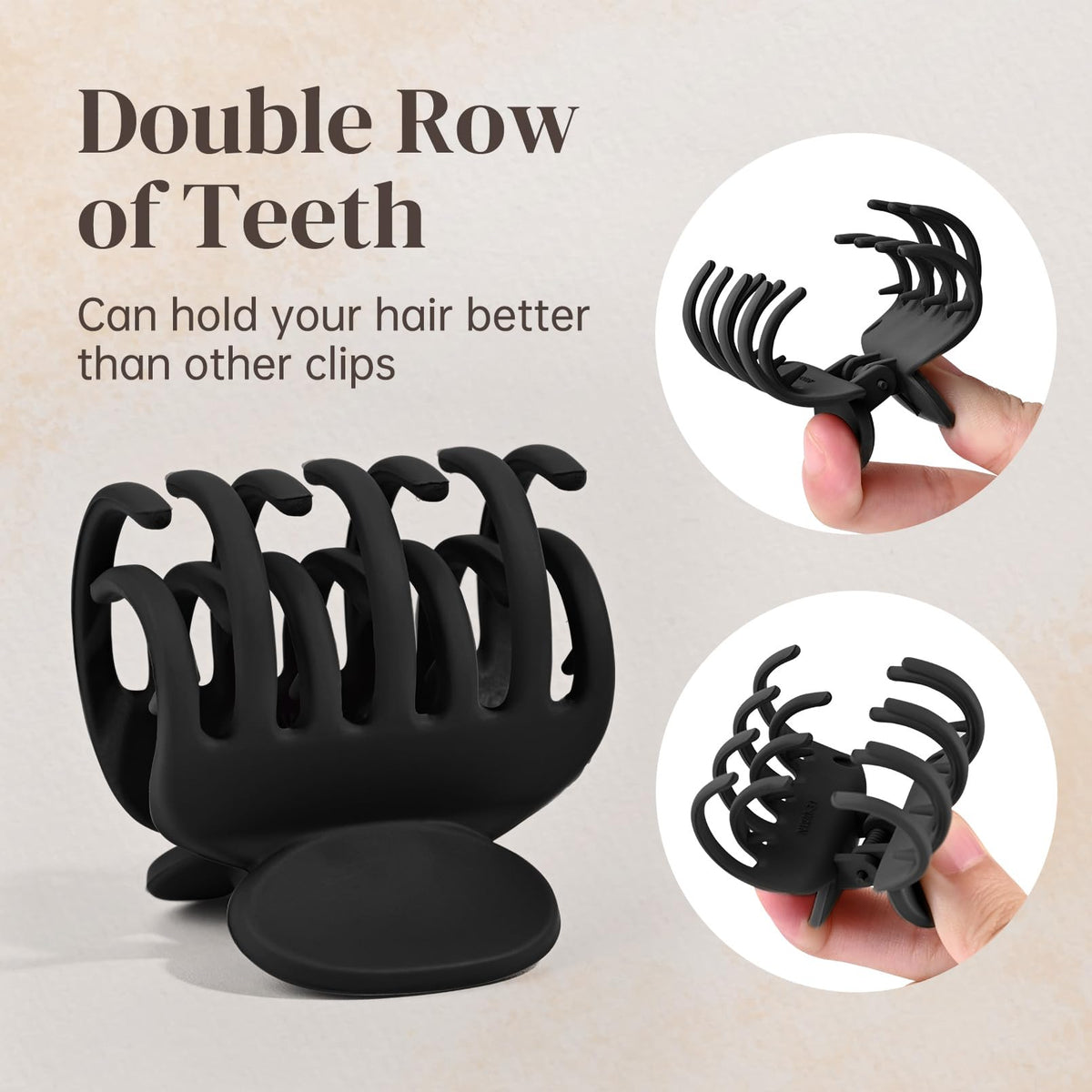 Close-up of DEEKA Small Claw Clip showing double row teeth