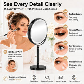 Close-up of DEIOVWXS Makeup Mirror showing 10X magnification