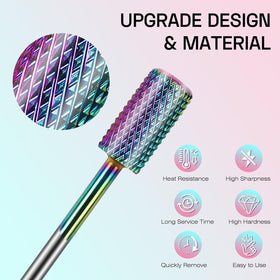 Close-up of Depvko carbide nail drill bits with dust cleaning brush