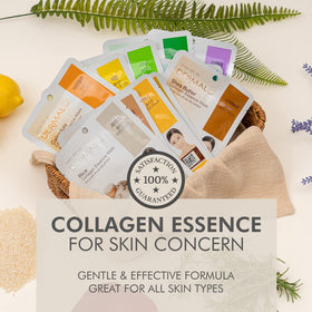 Close-up of DERMAL Collagen Essence Face Mask ingredients