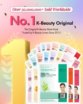 Close-up of DERMAL Korean Facial Masks packaging