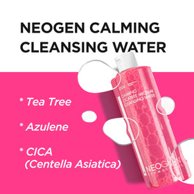 Close-up of DERMALOGY Calming Cleansing Water bottle