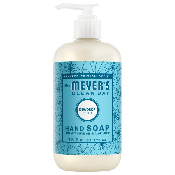 Close-up of Dewdrop scent bottle from Mrs. MEYER'S Liquid Hand Soap Variety Pack