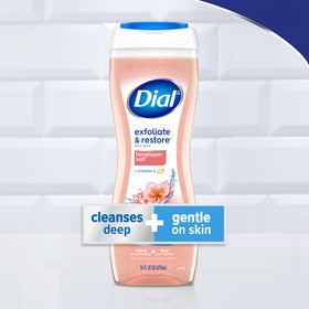 Close-up of Dial Body Wash bottle with label