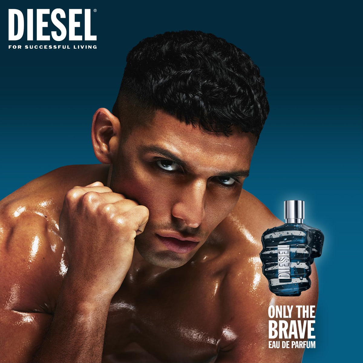 Close-up of Diesel Only The Brave Eau de Parfum bottle design