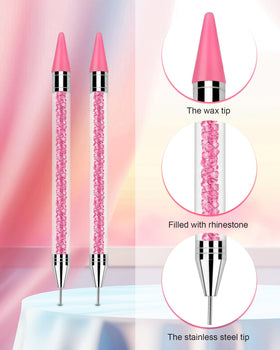 Close-up of Difenni rhinestone applicator and wax tips