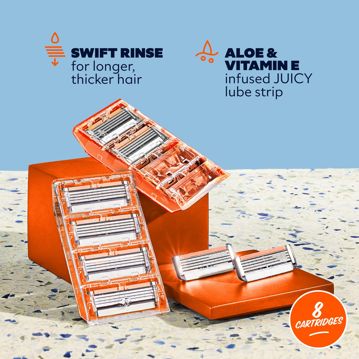 Close-up of Dollar Shave Club 4 Blade Razor blades