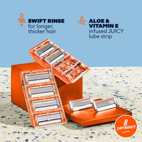 Close-up of Dollar Shave Club 4 Blade Razor blades