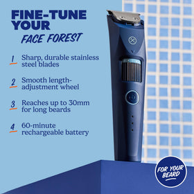 Close-up of Dollar Shave Club Beard Trimmer stainless steel blade