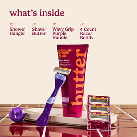 Close-up of Dollar Shave Club razor with six blades