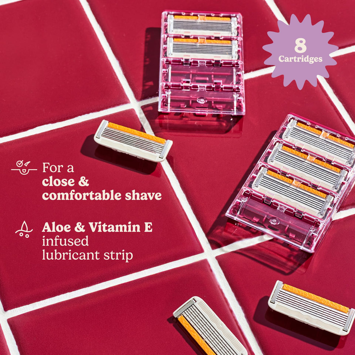 Close-up of Dollar Shave Club women's razor with lube strip