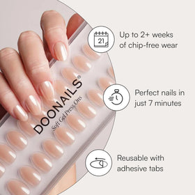 Close-up of Doonails adhesive tabs and rosewood cuticle stick